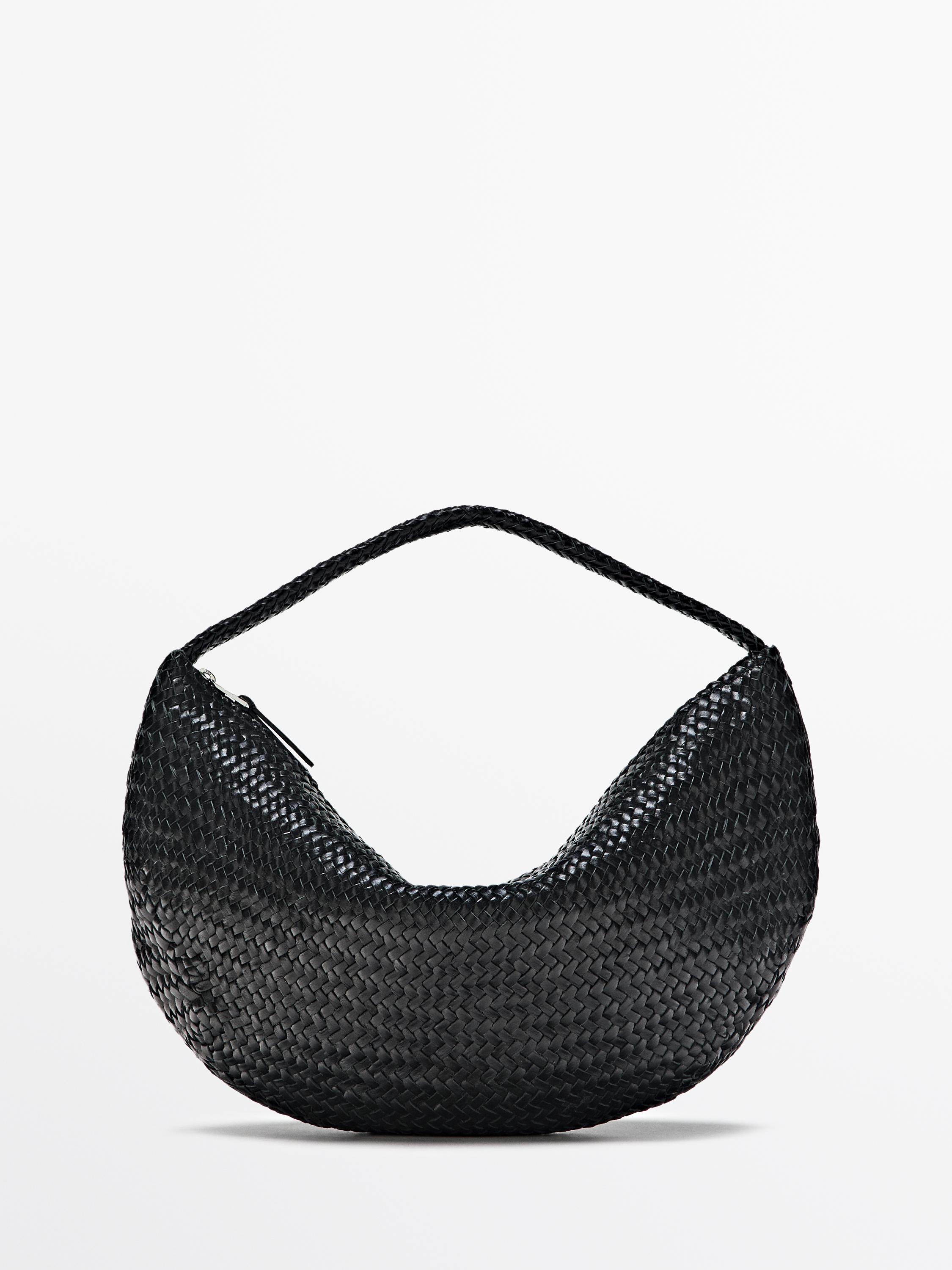 Sac demi-lune tressé cuir